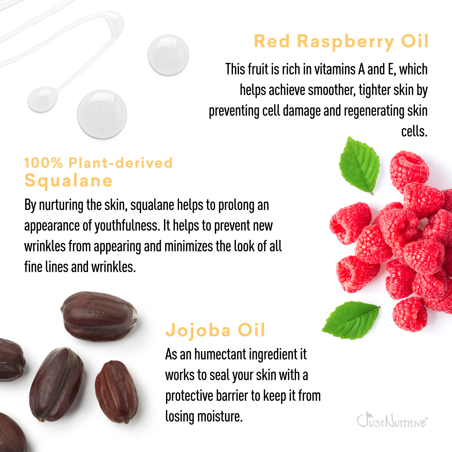 Product ingredients with text on a white background