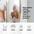 Woman applying cream to her face with a mirror reflection, featuring product safety and ingredient information.