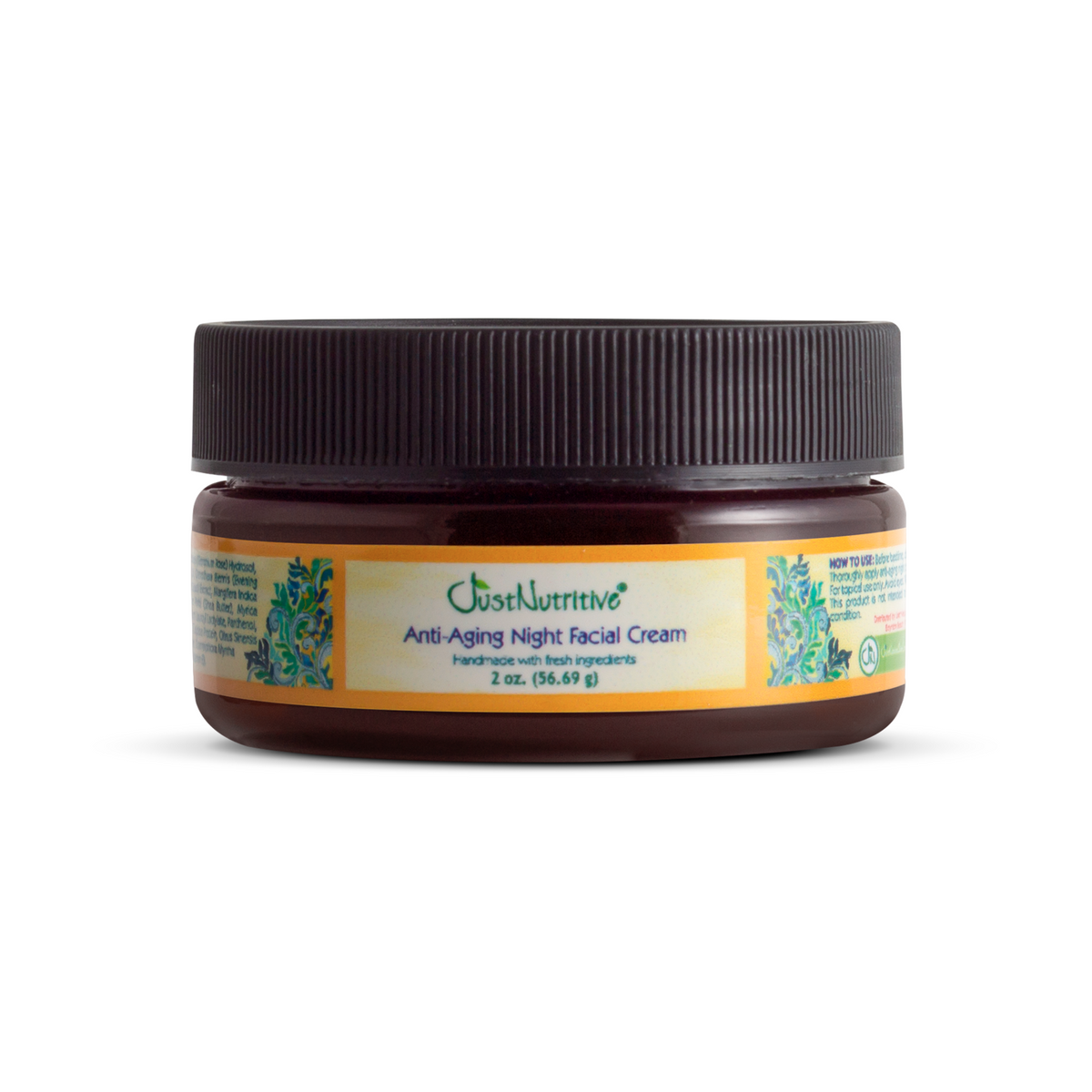 Jar of Just Nutritive Anti-Aging Night Facial Cream on a white background