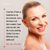 Woman with smooth skin and a quote about product benefits on a gray background