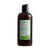 Brown conditioner bottle with a green label on a white background