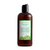Brown shampoo bottle with a green label on a white background