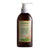 Brown bottle of dry hair lotion with a pump on a white background