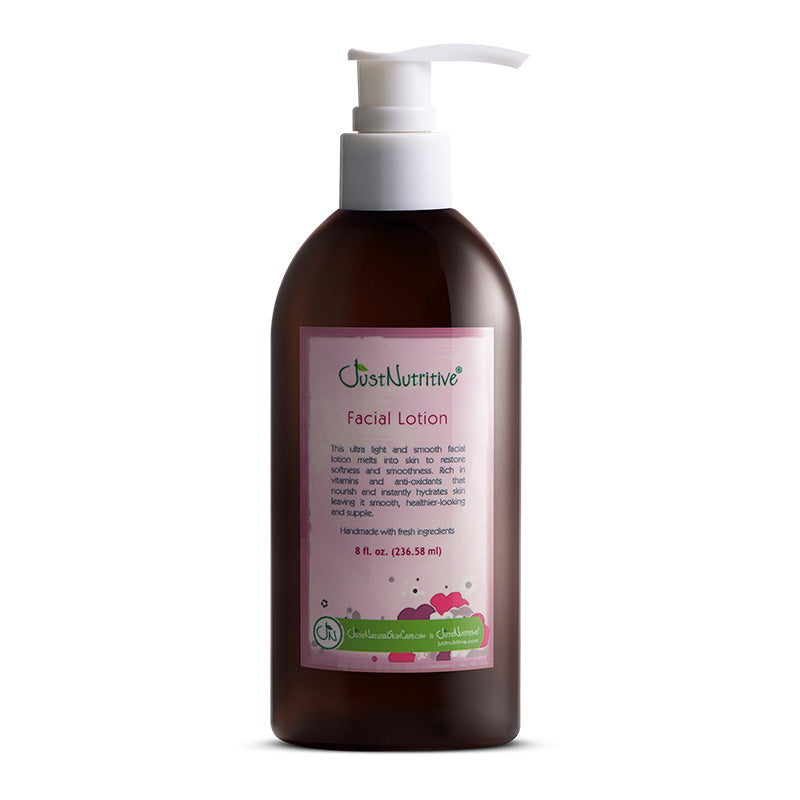 Facial lotion bottle with pump on a white background