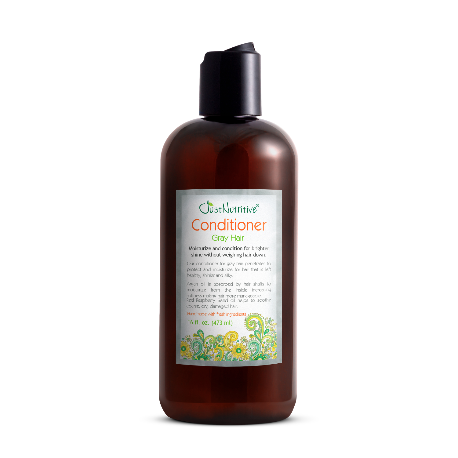Brown conditioner bottle with label on a white background