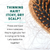 Hairbrush with text about thinning hair and itchy, dry scalp on a white background