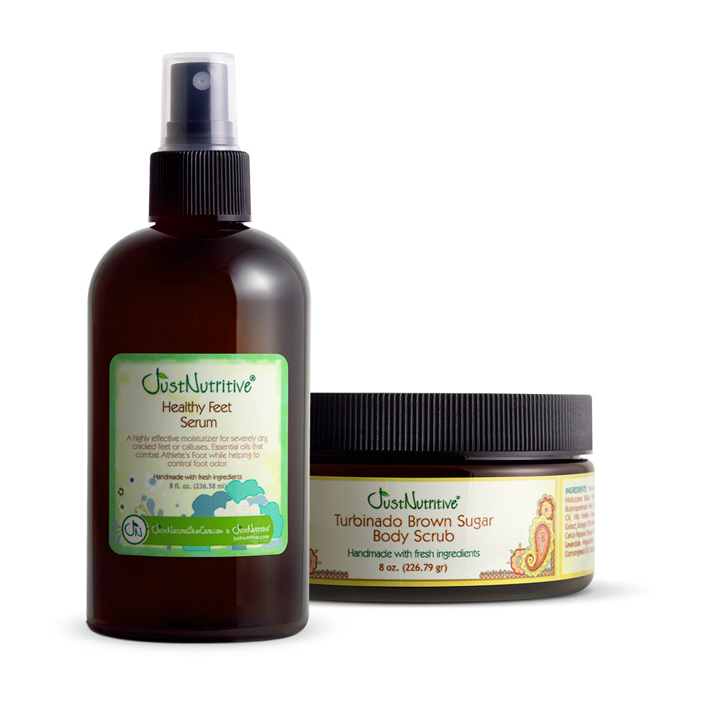 Healthy Feet Serum & Turbinado Brown Sugar Body Scrub Duo