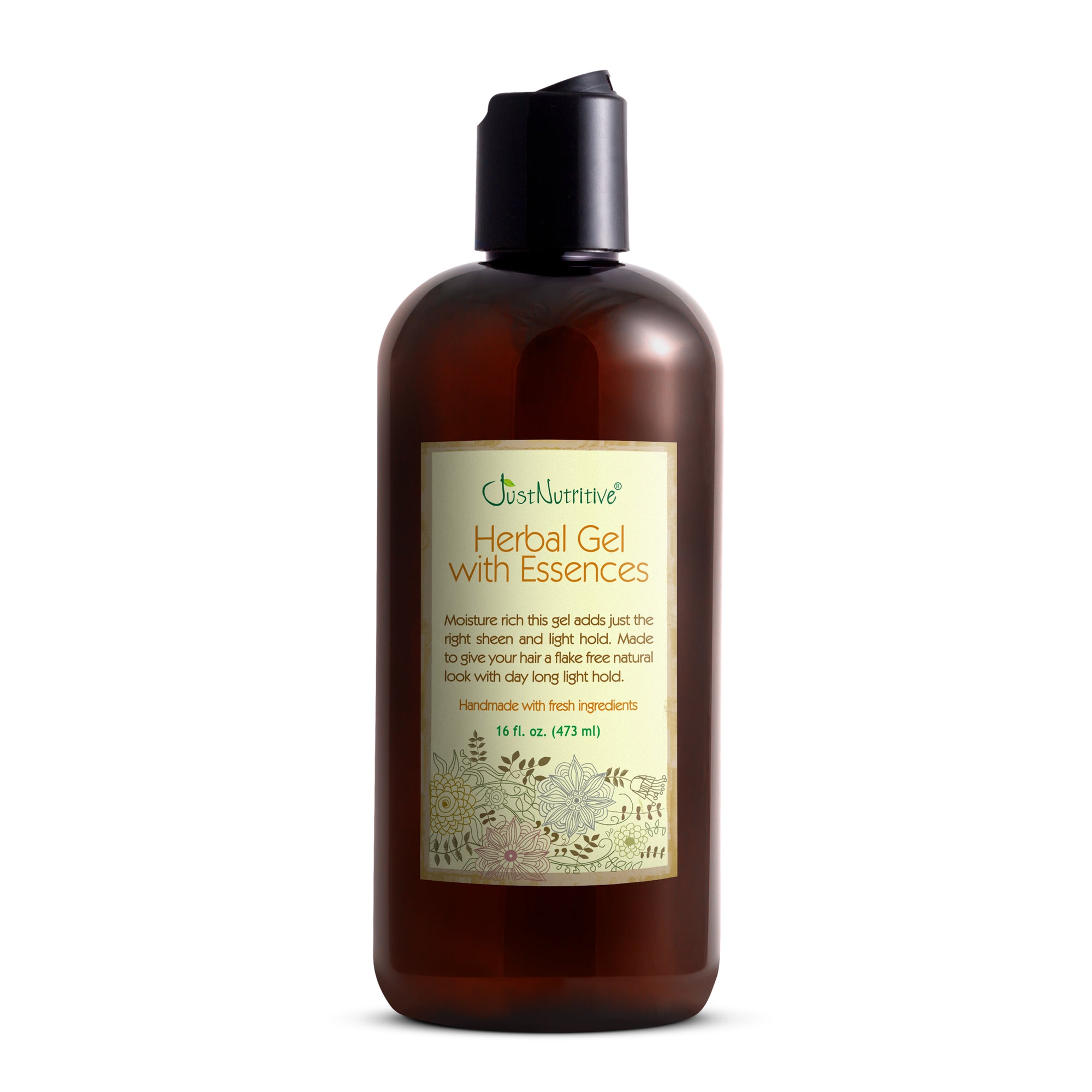 Bottle of Herbal Gel with Essences on a white background