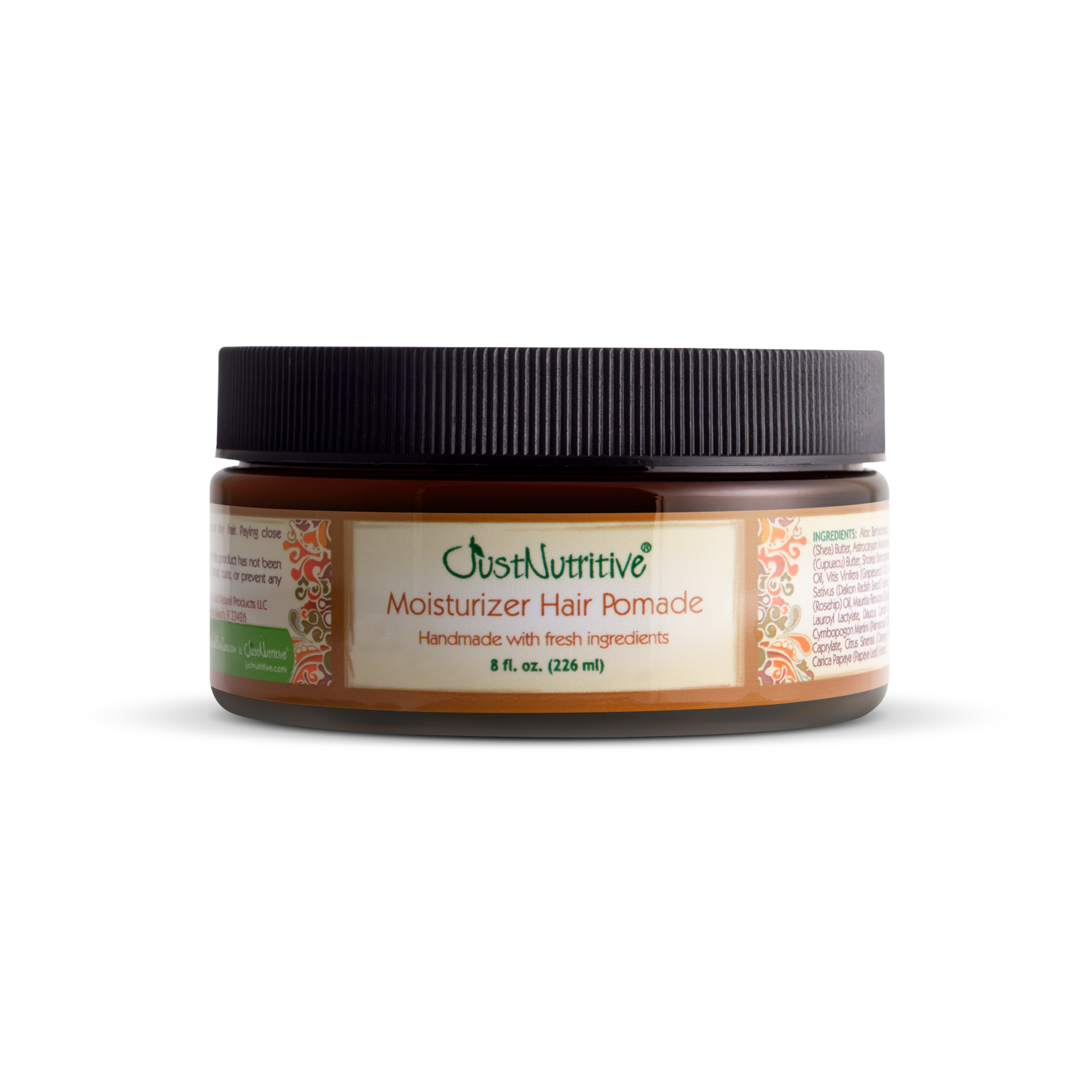 Jar of Just Nutritive Moisturizer Hair Pomade on a white background
