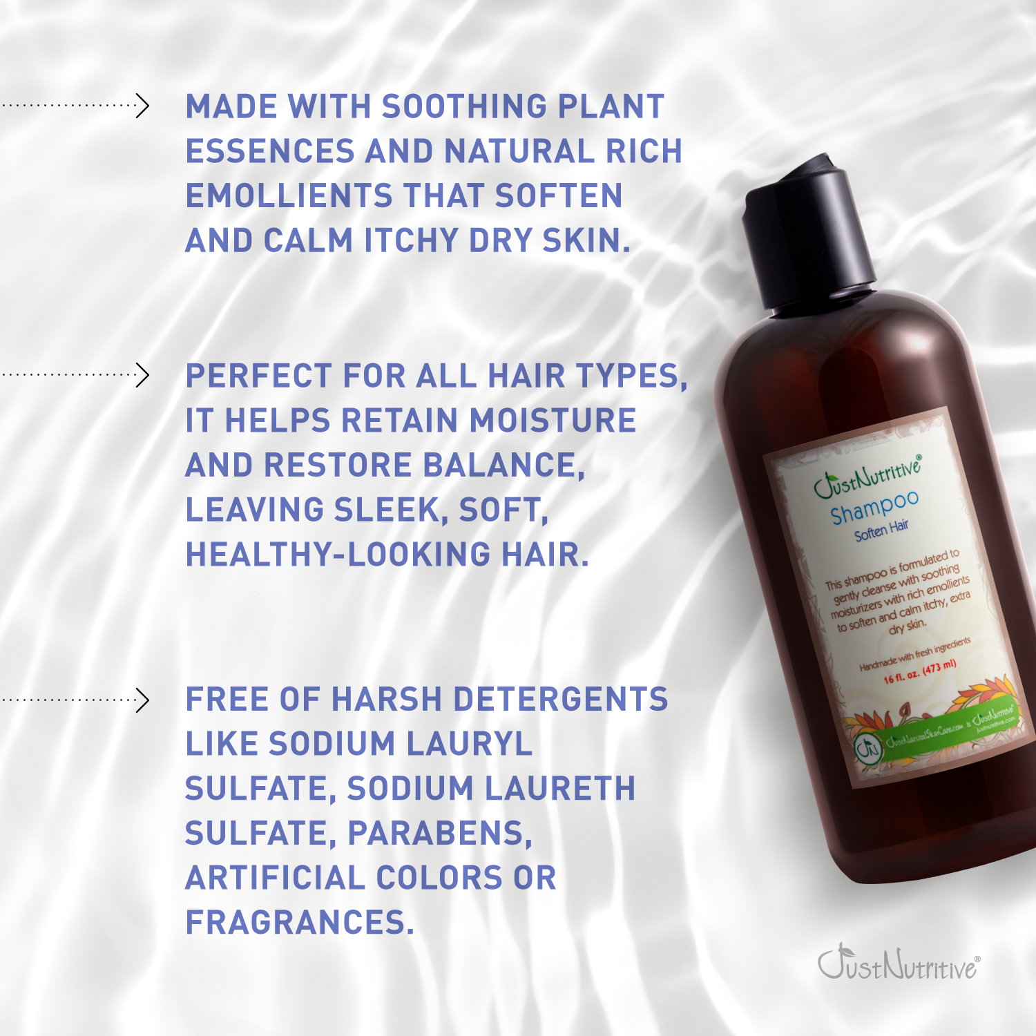 Brown shampoo bottle with label on a white background