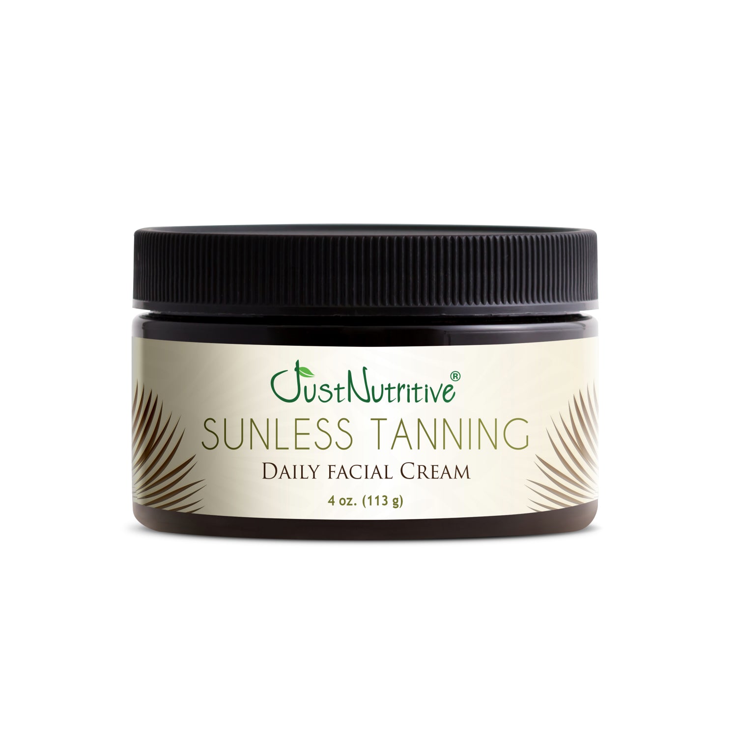 Jar of Just Nutritive Sunless Tanning Daily Facial Cream on a white background