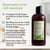 Cosmetique bottle with text about hair care benefits on a white background