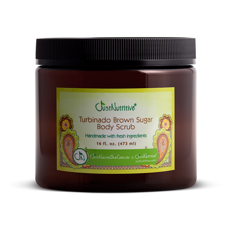Jar of ChristNutritive Turbinado Brown Sugar Body Scrub on a white background